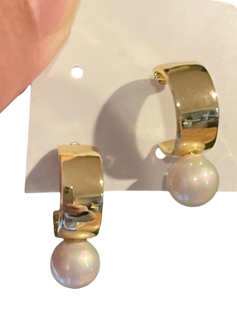 Gold Tone Pearl Earrings